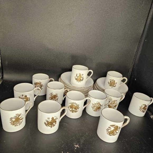 Unique vintage zodiac espresso cups and saucer set. Complete set of 12. - Picture 6 of 13